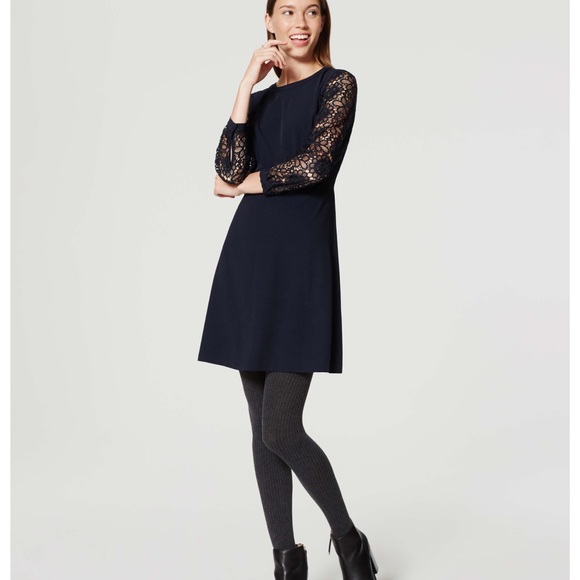 Loft | Lace Sleeve Dress - Picture 2 of 4